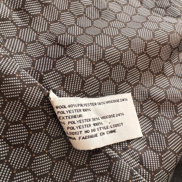 Tulle Coat - Men’s Hooded Wool-Blend Jacket – Dark Brown / Charcoal (Size L) - Picture 5 of 5